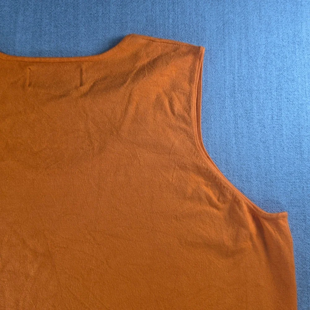 Terry‎ Lewis Knit Tank Top Women 3X Orange Rayon Blend Sleeveless Scoop Neck